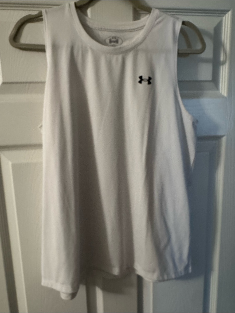 Under Armour White Athletic Muscle Tank with Black Logo